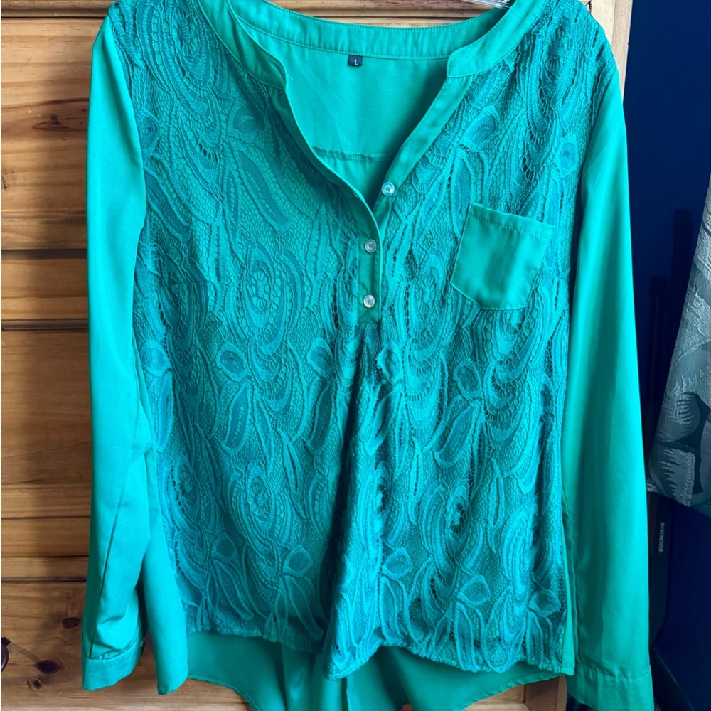 Elegant Green Lace Blouse